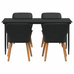 Garden Dining Set with Cushion 5 pcs Black Poly Rattan 3261666