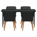 Garden Dining Set with Cushion 5 pcs Black Poly Rattan 3261666