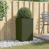 Planter Olive Green 42x38x75 cm Steel 841580