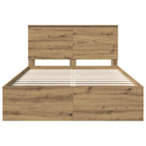 Bed Frame with Drawer Artisian Oak 150 x 200 cm Solid Pine Wood 3409344