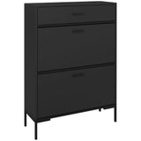Three Drawer Slim Shoe Storage Cabinet, 12 Shoe Pairs - Black T3398P328264