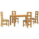 Dining Set 5 pcs Beige Solid Oak Wood 3430360