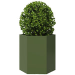 ZNTS Garden Planter 2 pcs Olive Green Hexagon 46x40x45 cm Steel 851115