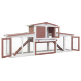 170844 Outdoor Large Rabbit Hutch Brown and White 201x45x85 cm Wood