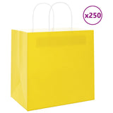 Paper Bags 250 pcs with Handles Yellow 26x17x25 cm 4101787