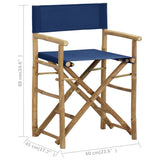Director's Chair Set of 2 Blue Bamboo Standard Foldable 313030