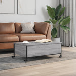 ZNTS Coffee Table with Wheels Grey Sonoma 91x55x34 cm Engineered Wood 842299