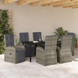 Garden Dining Set with Cushion 7 pcs Grey Poly Rattan 3379503