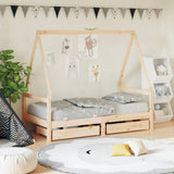 Kids Bed Frame with Drawers 80x160 cm Solid Wood Pine 834474