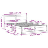 Bed Frame with Headboard Wax Brown 150 x 200 cm Solid Pine Wood 873270