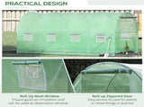 Walk-in Polytunnel Greenhouse, Outdoor Garden Tunnel Greenhouse Tent with Zipped Roll-Up Door and 8 T3398P325278