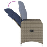 Reclining Garden Chairs 2 pcs with Table Grey Poly Rattan 365694