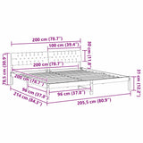 Bed frame Brown and dark grey 200 x 200 cm Solid pine wood 3394339