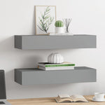 Wall-mounted Drawer Shelves 2 pcs Grey 60x23.5x10cm MDF 330260