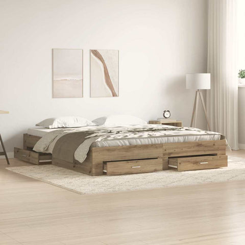 Bed Frame with Drawers Artisan oak 180 x 200 cm Engineered wood 3333961