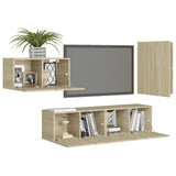 4 Piece TV Cabinet Set Sonoma Oak Engineered Wood 3078992