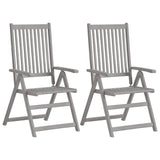 Garden Chair Set of 2 Grey Solid Acacia Wood Standard Foldable 45938