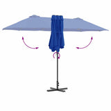 Garden Parasol 370 x 197 x 239 cm Polyester and Aluminium 42003372