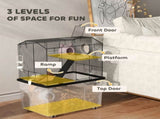 Three-Tier Gerbil Cage, Hamster Cage for Dwarf Hamster, Syrian Hamster w/ Wheels, Deep Bottom, Food T3398P347612
