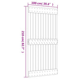 Sliding Door Natural and White 100 x 210 cm Solid Pine Wood 3445031