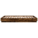 Bed Frame with LED without Mattress Smoked Oak 150x200 cm King Size 3209790