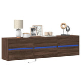 TV Wall Cabinet with LED Brown Oak 180x31x45 cm 3307939
