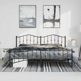 Metal Bed Frame without Mattress with Footboard Black 183x213cm 373812