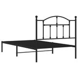 ZNTS Metal Bed Frame without Mattress with Headboard Black 100x190cm 353433