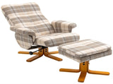 Linen Swivel Recliner Chair with Footstool, Wooden Base and Storage for Living Room, Multicolour T3398P343063
