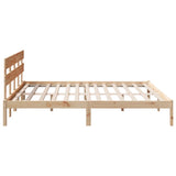 Bed Frame with Headboard Brown 200 x 200 cm Solid Pine wood 872149