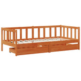 Daybed with Headboard 3 pcs Wax Brown Solid Pine Wood 3422697