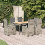 ZNTS 7 Piece Garden Dining Set Grey Poly Rattan&Solid Wood Acacia 3157622