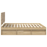 Bed Frame with Headboard Sonoma 200 x 200 cm Solid Pine Wood 3412445