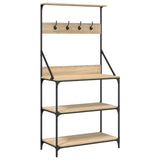 Baker's Rack with Hooks 4-Tier Sonoma Oak Engineered Wood 838959