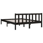 Bed Frame without Mattress Black Solid Wood Double 810061