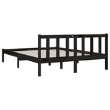 Bed Frame without Mattress Black Solid Wood Double 810061