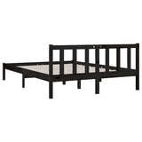 Bed Frame without Mattress Black Solid Wood Double 810061