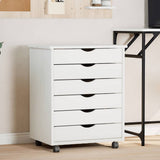 Rolling Cabinet with Drawers MOSS White Solid Wood Pine 355892