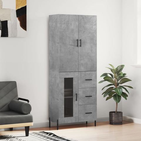 Highboard Concrete Grey 69.5x34x180 cm Engineered Wood 3195967