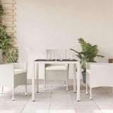 Garden Table with Glass Top White 90x90x75 cm Poly Rattan 368123