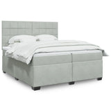 Box Spring Bed with Mattress Light Grey 200x200 cm Velvet 3291002