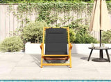 Folding Beach Chair with Armrests Black Acacia Wood & Textilene 4108066