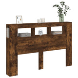 LED Headboard Smoked Oak 160x18.5x103.5 cm Engineered Wood 837355