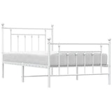Bed Frame White Powder-Coated Steel Single Bed Frame 353598