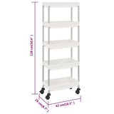 336332 5-Tier Kitchen Trolley White 42x29x128 cm Iron and ABS