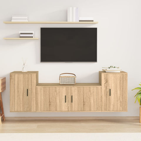 3 Piece TV Cabinet Set Sonoma Oak Engineered Wood 3188513