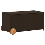 Garden Storage Box with Wheels Brown 190L Poly Rattan 365325