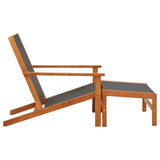 Garden Chair with Footrest Solid Eucalyptus Wood and Textilene 48700