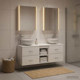 Bathroom Furniture Set 5 pcs White Engineered Wood and Glass 3406727