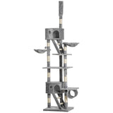 Floor to Ceiling Cat Tree for Indoor Cats, 240-260cm, Adjustable Height - Light Grey T3398P349842